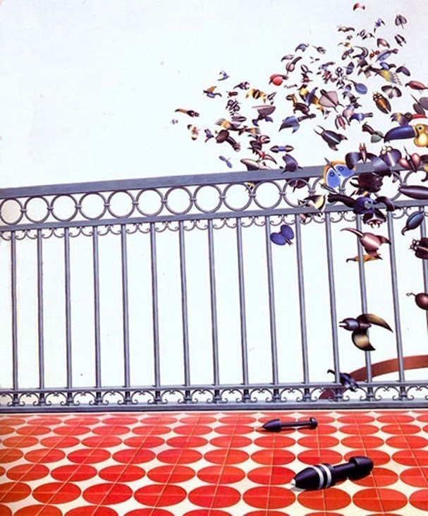 Il balcone fiorito - 1979 olio su tela 164x135