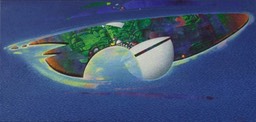 L'isola delle tre punte - 2002 olio su tela 53x110